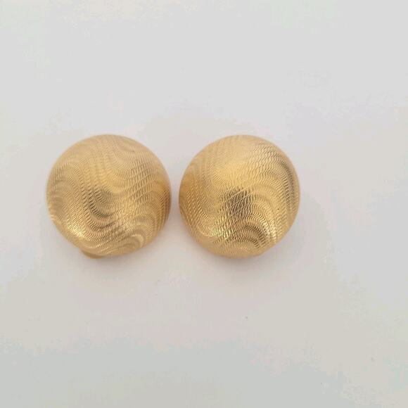 Vintage Givenchy Button Gold Tone Clip on Earrings Round Glam Lightweight 1 Inch - Picture 1 of 5